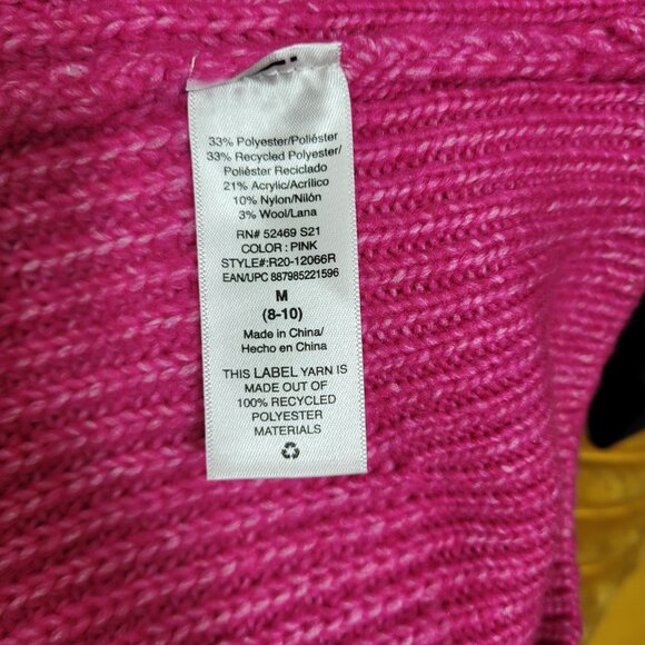 Scoop Hot Pink Long Balloon Sleeve Mock Neck Knit Casual Cozy Sweater Medium - Picture 7 of 8